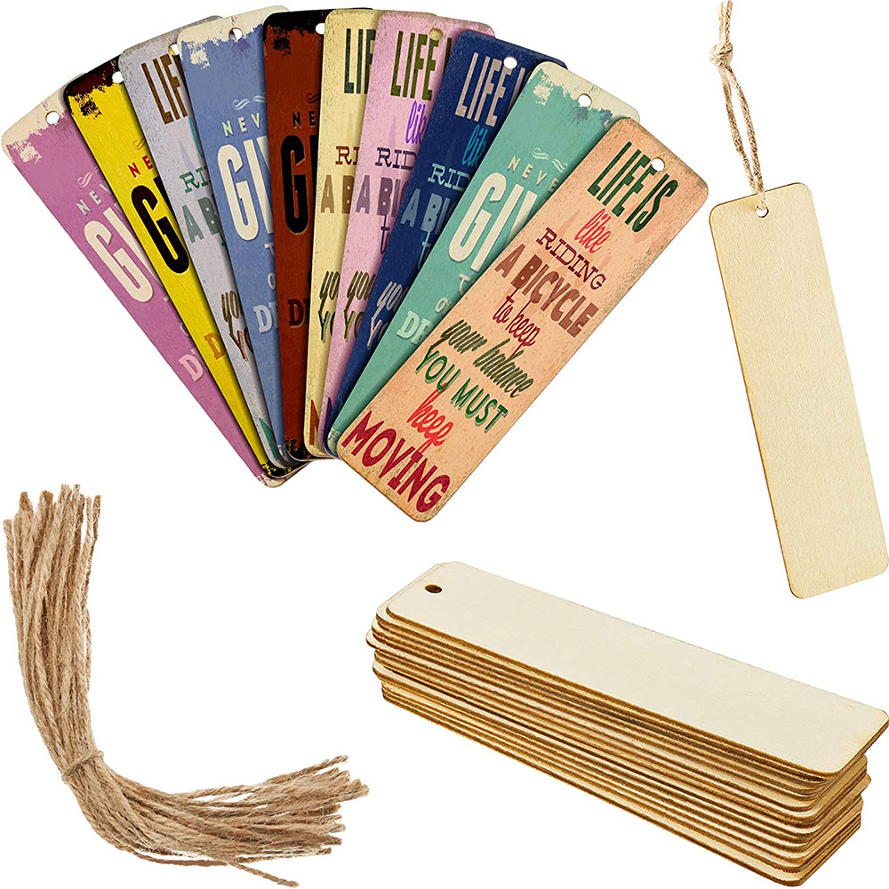 木制空白书签DIY木制工艺书签空白的木制吊牌长方形书签装饰品