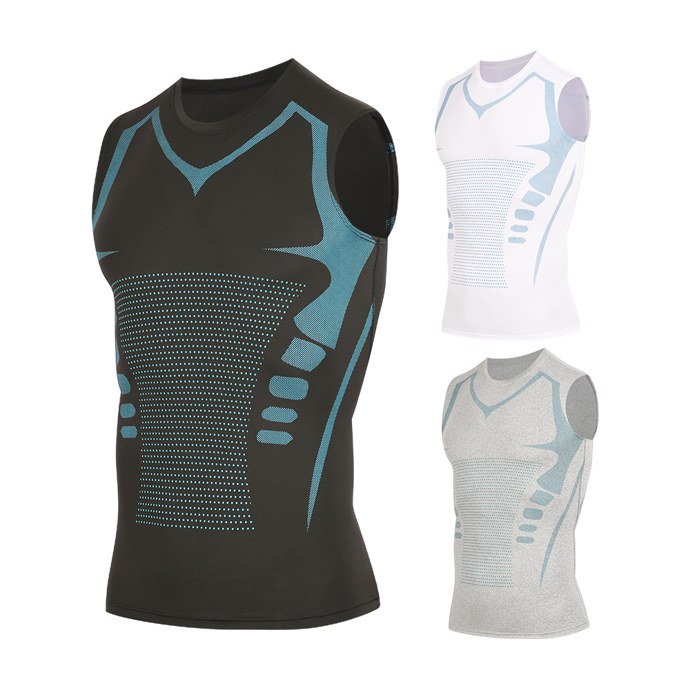Cross-Border Tiktok Quick-Drying Vest Sports Fitness Clothing Tight Elastic Short-Sleeved Training Basketball Running T-Shirt Men's