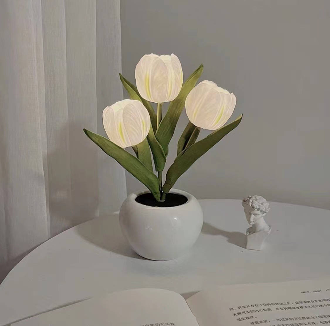 Regalo del Día de la Madre, Lámpara Nocturna LED con Forma de Tulipán, Ramo 520 para Niñas, Decoración de Dormitorio, Ambiente, Lámpara de Mesa con Flores Secas