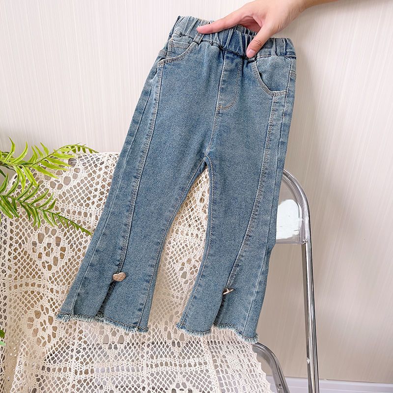 26 mareas nuevas niñas extranjeras coreanas jeans de bocina de primavera y otoño pantalones de bebé casuales para niños pantalones largos