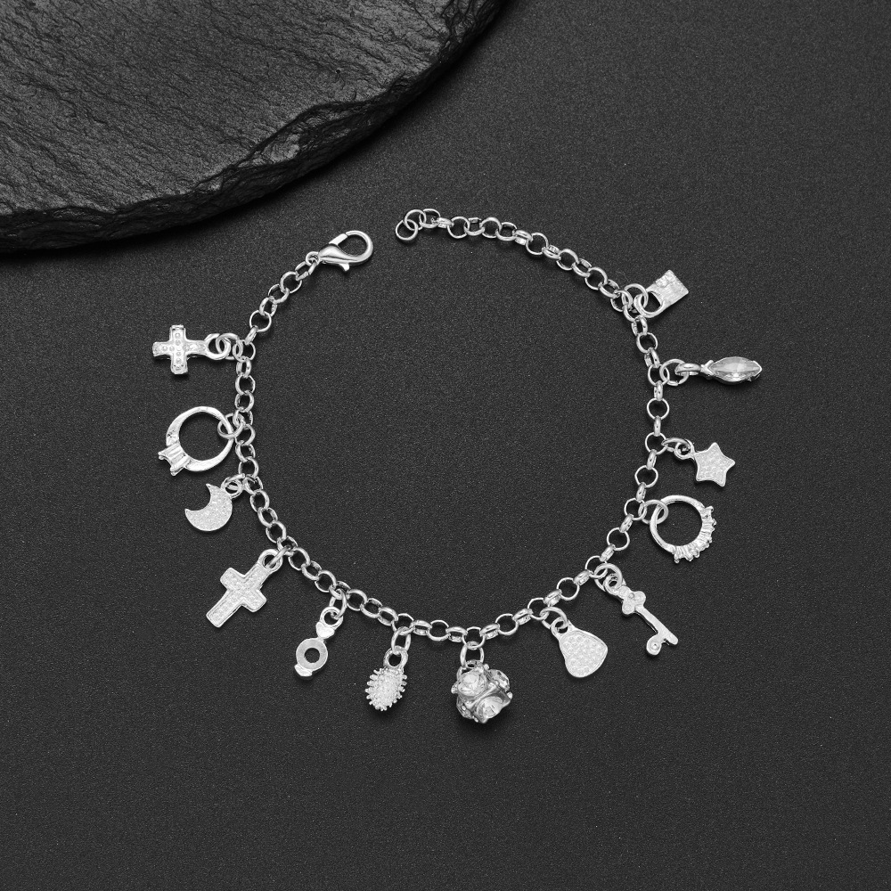 European and American Fashion Thirteen-Piece Pendant Bracelet for Women, Multi-Element Diamond-Studded Bracelet for Men, Cross-Border Jewelry Source Factory Wholesale