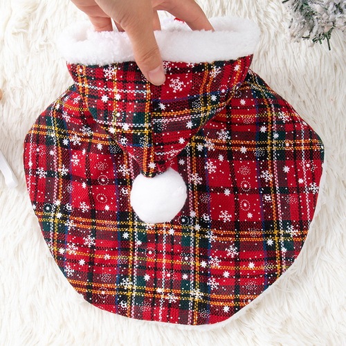 Cat Christmas cloak hat dog New Year cloak warm clothes pet plush shawl cross-dressing autumn and winter pajamas