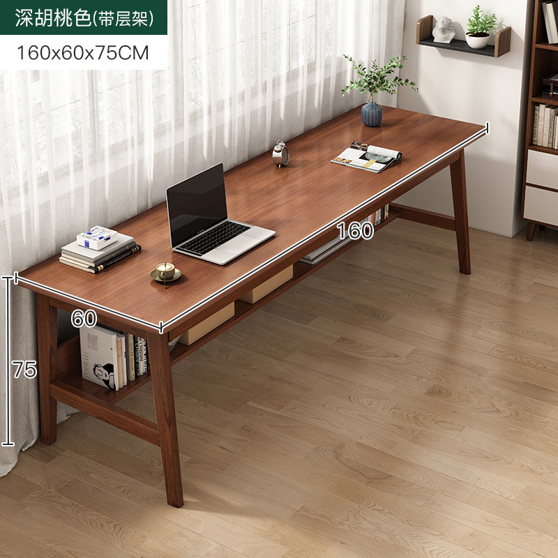Mesa larga de madera maciza pierna doble escritorio simple oficina escritorio de la computadora hogar pared estrecha Mesa estudiante dormitorio Escritorio