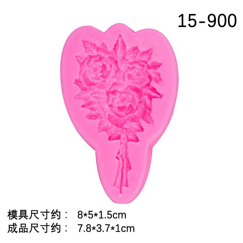 Vintage fondant pastel Rosa flor hoja ramo flor racimo pastel borde decoración chocolate arcilla molde