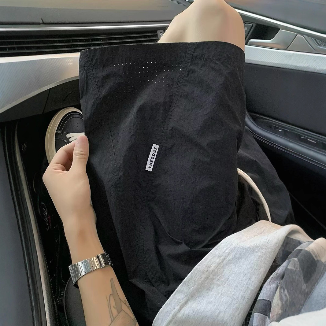 Mesh Ice Silk Quick-Drying Shorts Men's Summer Thin American Fashion Brand Outer Wear Mid-Pants Breathable Loose Casual Five-Point Pants