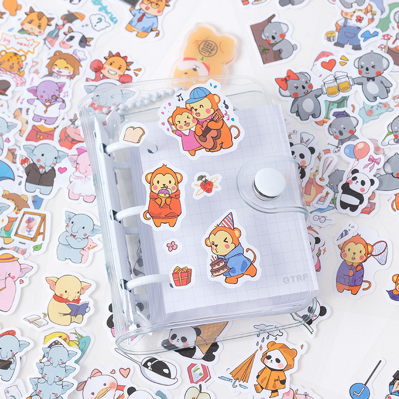18 Diario de dibujos animados de animales pegatinas planas DIY álbum Diario material decorativo pegatinas de juguete para niños