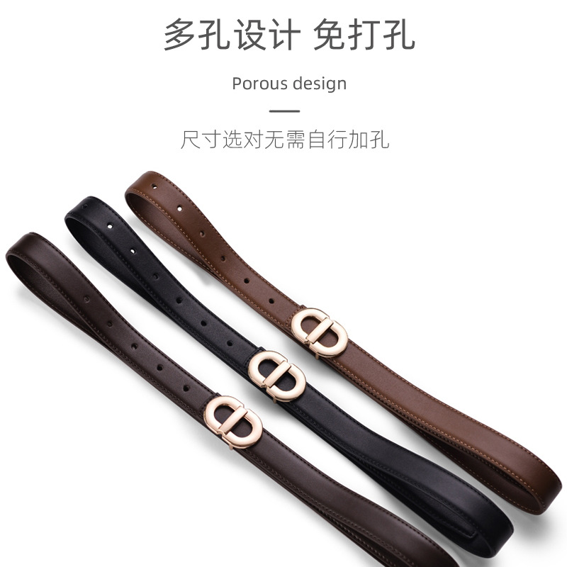 Cinturón de cuero genuino para mujer, estilo nuevo de verano 2025, cinturón decorativo para mujer, versátil con faldas y jeans, marrón.