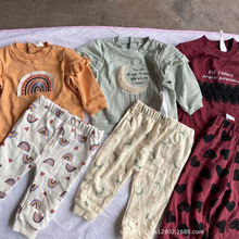 儿童套装批发外贸小童卡通印花彩虹上衣小图案裤子两件套原单