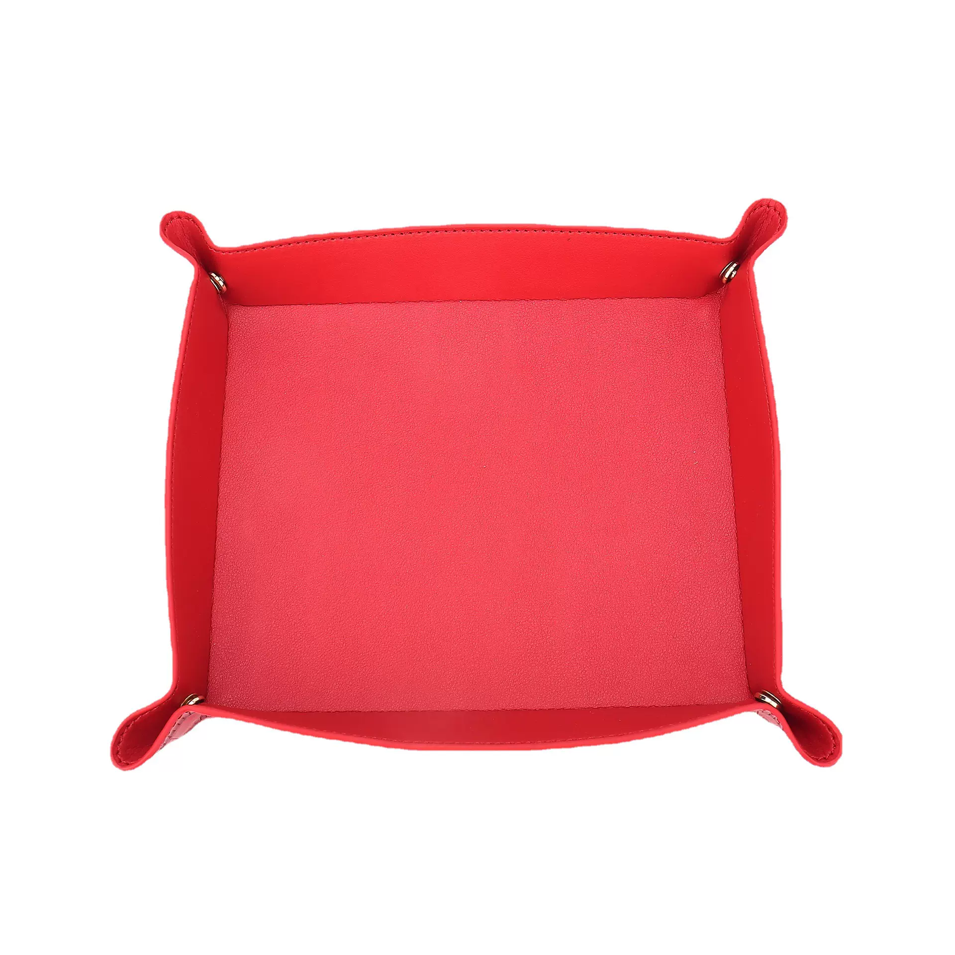 PU皮桌面收纳折叠托盘配色油边工艺开合按扣款 玄关钥匙杂物盘