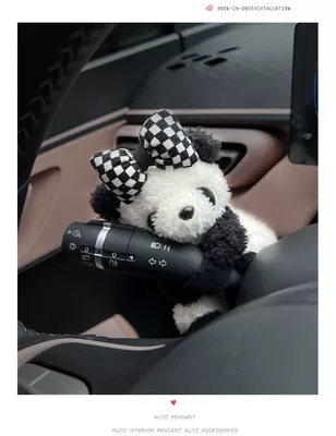 Car interior accessories ornaments car Sürətlər qutusu və əl tormozu başlıqları - black-and-white-checkered-panda