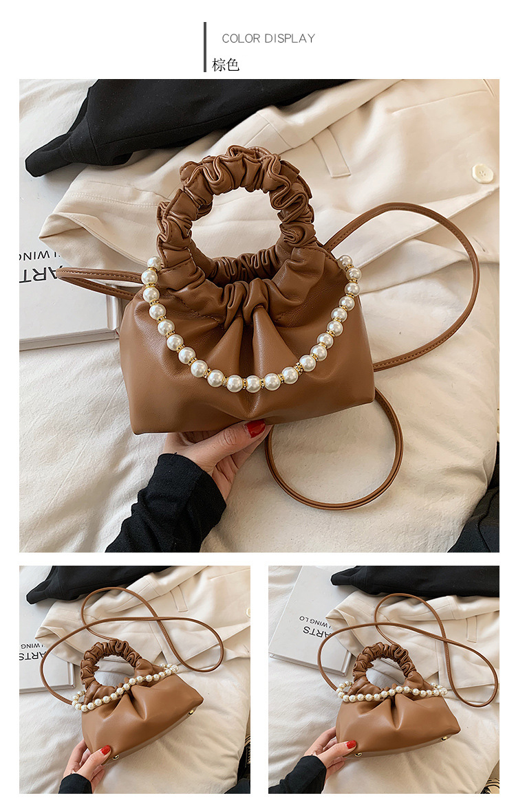 Wholesale Solid Color Pearl Cloud Bucket Fold Bag Nihaojewelry display picture 13