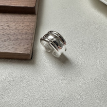S925纯银韩国银饰个性光面弧形质感戒指东大门Ins风小众设计指环