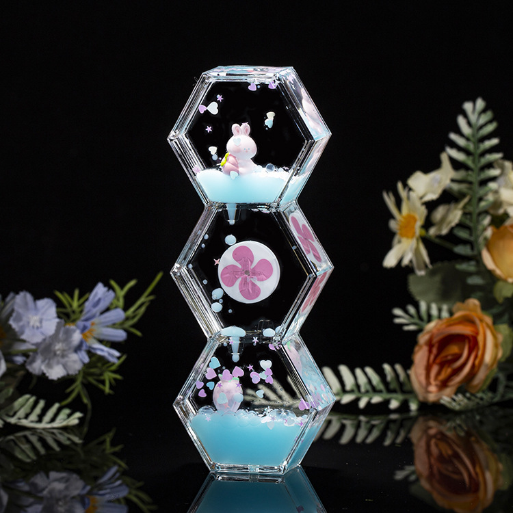 Acrílico transparente panda gota de aceite reloj de arena líquido botella de arena flotante regalo de cumpleaños para niños decoración de escritorio de oficina