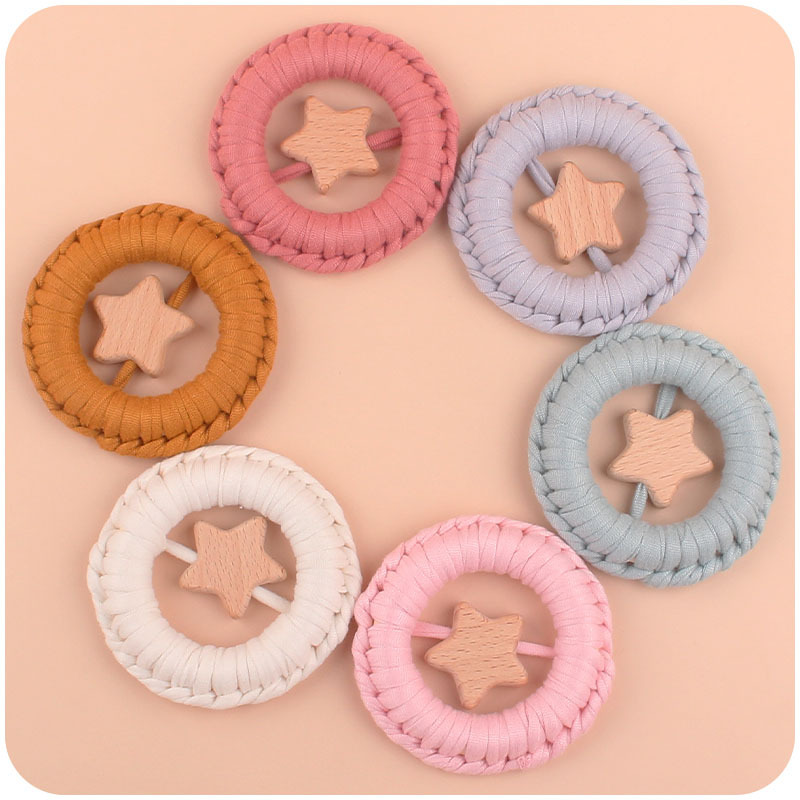 Nuevo bebé suministros de dibujos animados estrella mordedor hecho a mano algodón tejido sonajero juguete agarre ejercicio bebé