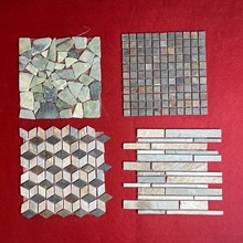 天然石材板岩马赛克 文化石23*23 300*305青色锈色黑绿色卫主间