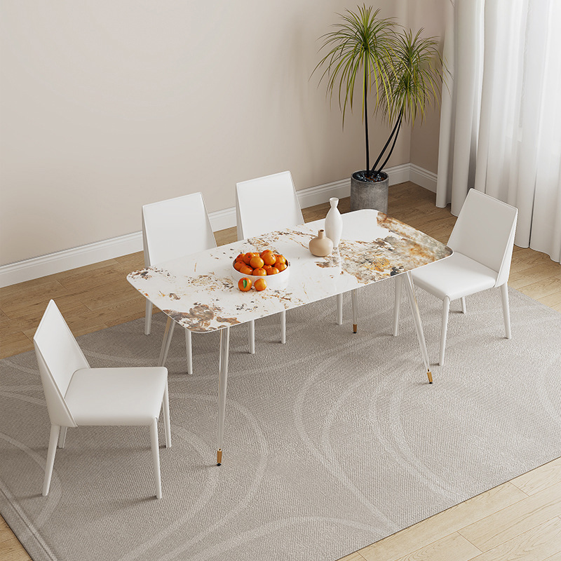 包邮侘寂风亚克力潘多拉岩板餐桌小户型现代简约长方形餐桌椅组合