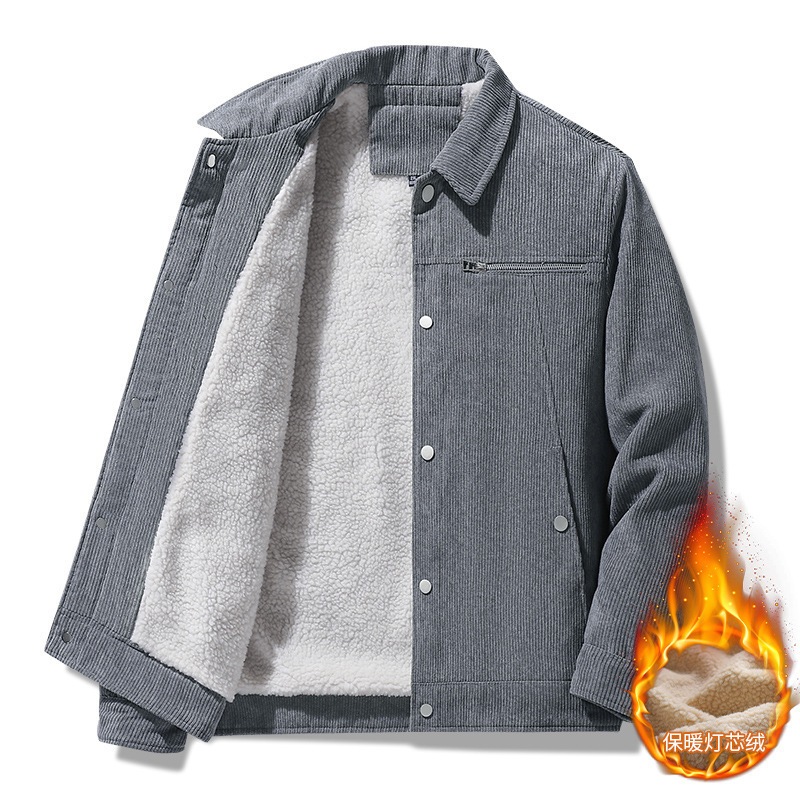 Autumn Coat Corduroy Jacket Men's Winter Dad Wear Mature Elegant Workwear Casual Lapel Corduroy Jacket