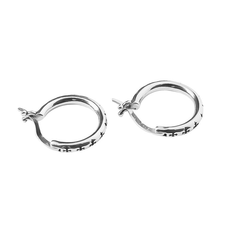 Pendientes de moda estilo frío de alto grado de lujo de luz de las mujeres Pendientes de diseño único de aguja de plata 925 pendientes de patrón cruzado