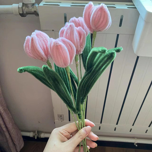 Twisting stick bouquet material package handmade diy hair root tulip super dense color tops children's toys wholesale