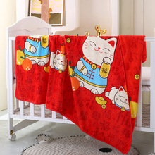 婴儿宝宝牛奶绒午睡毛毯被子盖毯卡通单层双面加厚跨境外贸礼品