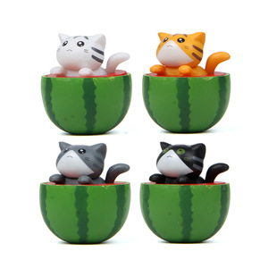 4 Creative Food Series Summer Watermelon Cat DIY Figures Gardening Landscaping Dolls Doll Ornaments Decoration