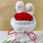 迷你兔子耳朵成品玫瑰花束七夕情人节送闺蜜女友生日礼物礼品摆件