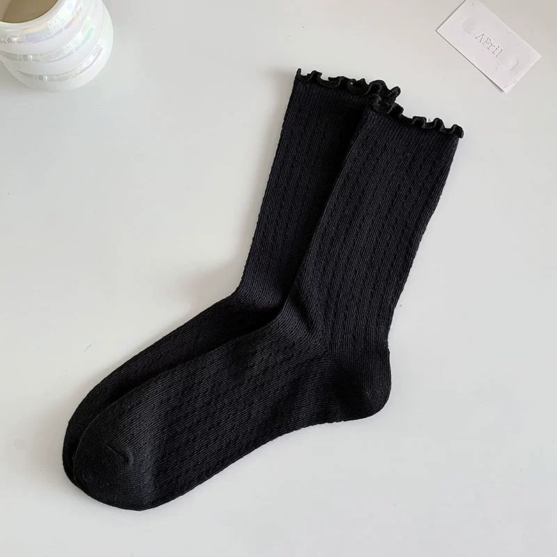 Summer breathable white spring knee socks, mid-length