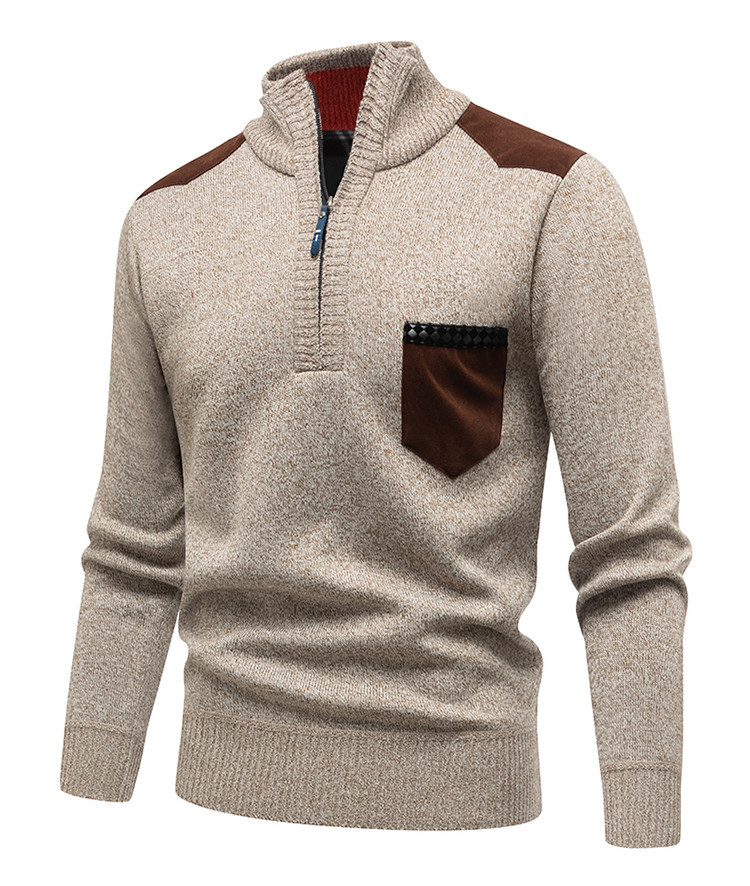 Suéter otoño e invierno nuevo suéter con media cremallera para hombre suéter casual grueso casual suéter transfronterizo para hombre
