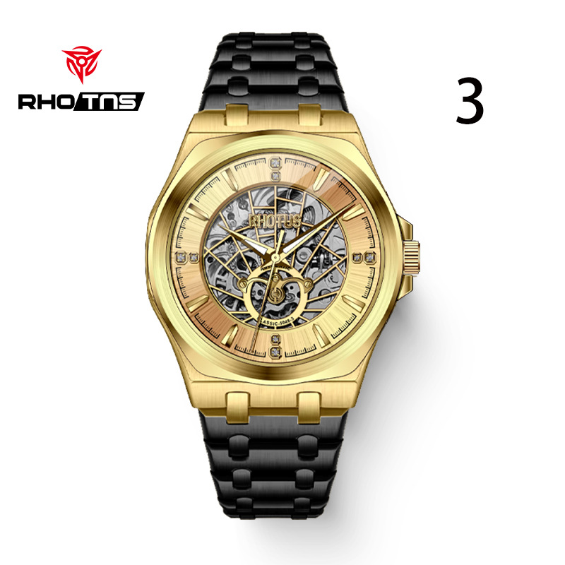 골드 쉘 골드 표면 블랙 스틸 벨트 5048-3