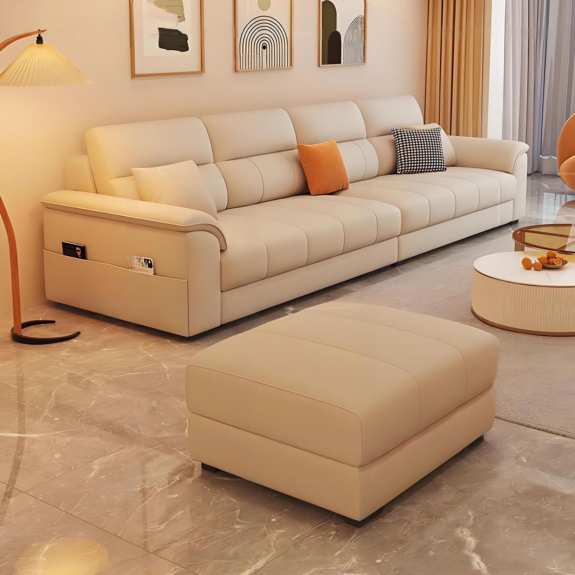 2025 New Italian Technology Cloth Sofa Living Room Small Apartment Sofa Simple Modern Home Straight Sofa High-End
