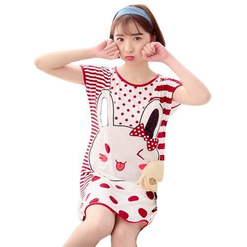 Cross-border suppliers summer cartoon girl pajama set wholesale cute women short-sleeve milk silk onesie home dress