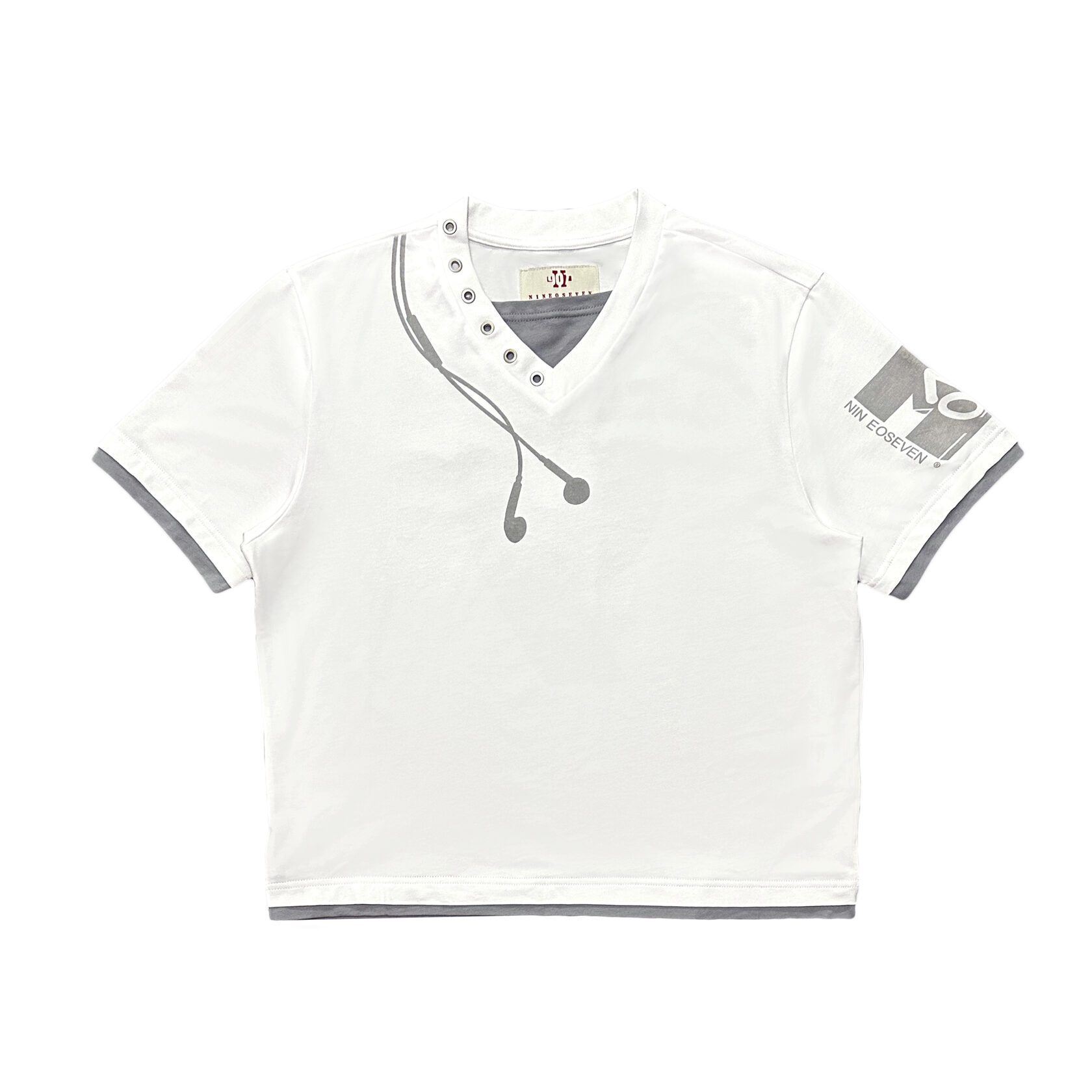 Europa y los Estados Unidos viento transfronterizo impresión de notas personales camisetas de cuello redondo chaqueta de moda retro camiseta de manga corta
