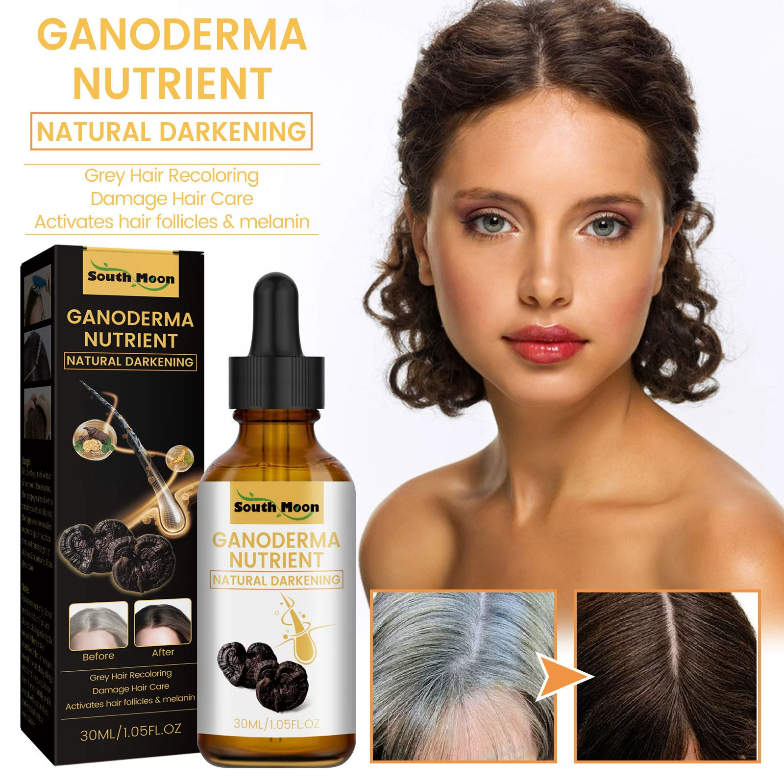 South Moon Black Ganoderma White-черный черный раствор для волос