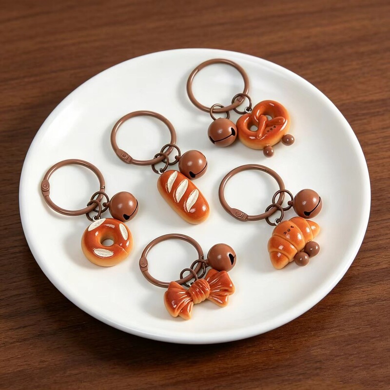 Creative Simulated Bread Series Keychain DIY Bead Pendant Materials Fun Backpack Accessories Small Ornaments Wholesale
