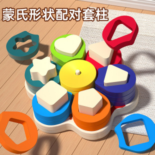 Montessori Geometric Matching Set Column Early Education Educational Toy Baby Boys and Girls 3 to 6 Years Old Educational Assembled Building Blocks
