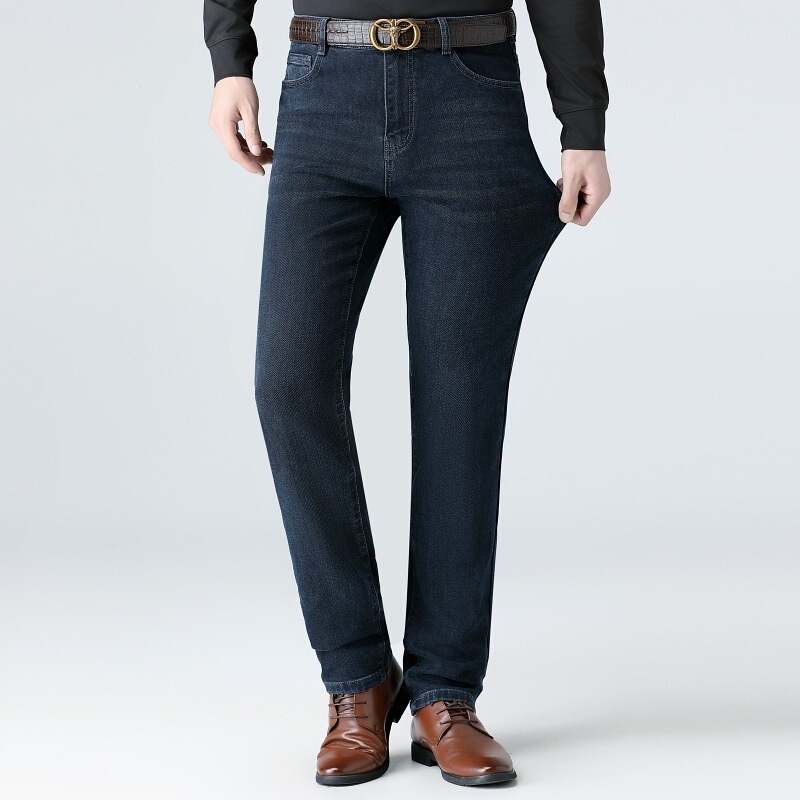 High-End Men's Jeans Spring and Summer New Style Elastic Loose Straight-Leg Middle-Aged Business High-Waisted Thin Casual Pants High-End Men's Jeans Spring and Summer New Style Elastic Loose Straight-Leg Middle-Aged Business High-Waisted Thin Casual Pants