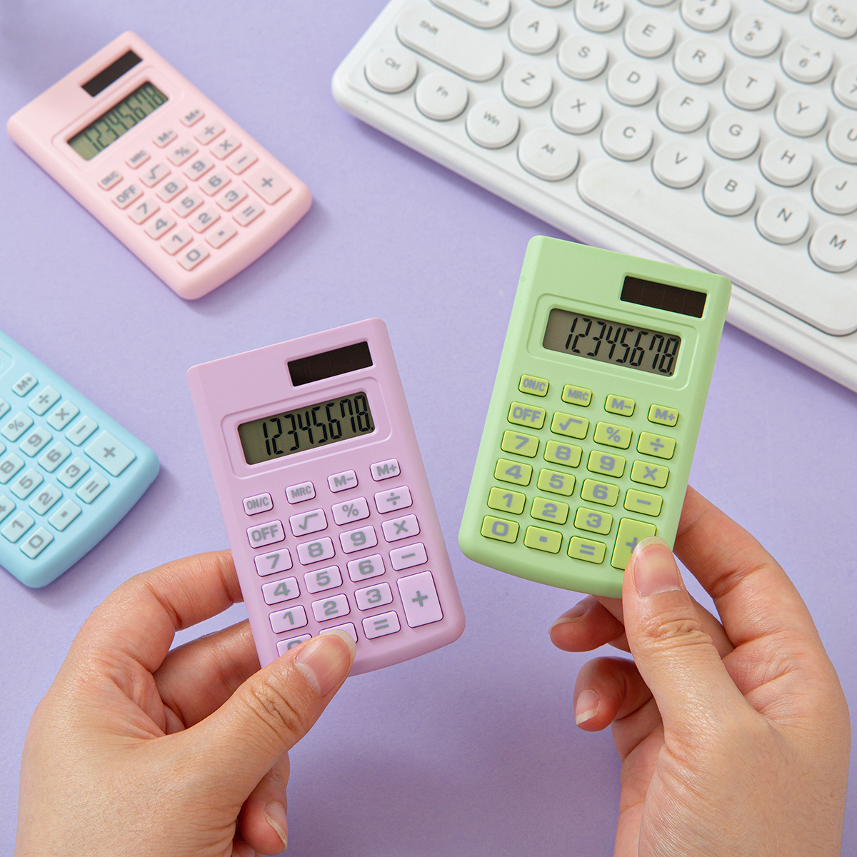 Mini lindo estudiante de 8 dígitos color caramelo calculadora de macaron portátil impresión de LOGO de mano regalos transfronterizos