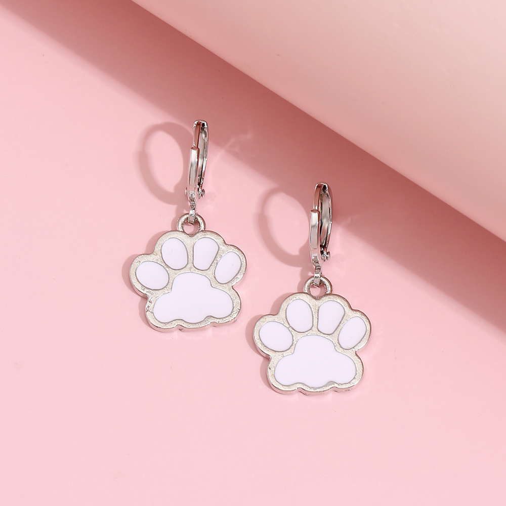 Wholesale Jewelry Dripping Oil Dog Paw Print Pendant Cartoon Earrings Nihaojewelry display picture 4