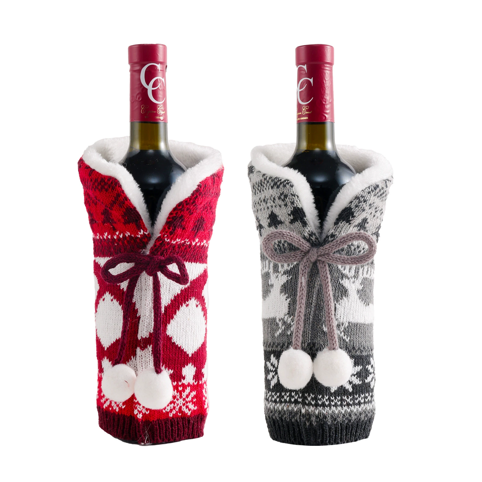 2021 кросс‑бордер новый шарик для пряжи knitted red wine набор рождественских украшений атмосфера принадлежности набор для украшения бутылки вина