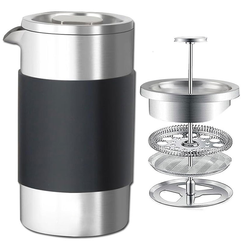 French Press Pot 304 Stainless Steel Coffee Pot French-Style Hand-Pressed Coffee Pot Tea Brewing Pot Tea Infuser Pot