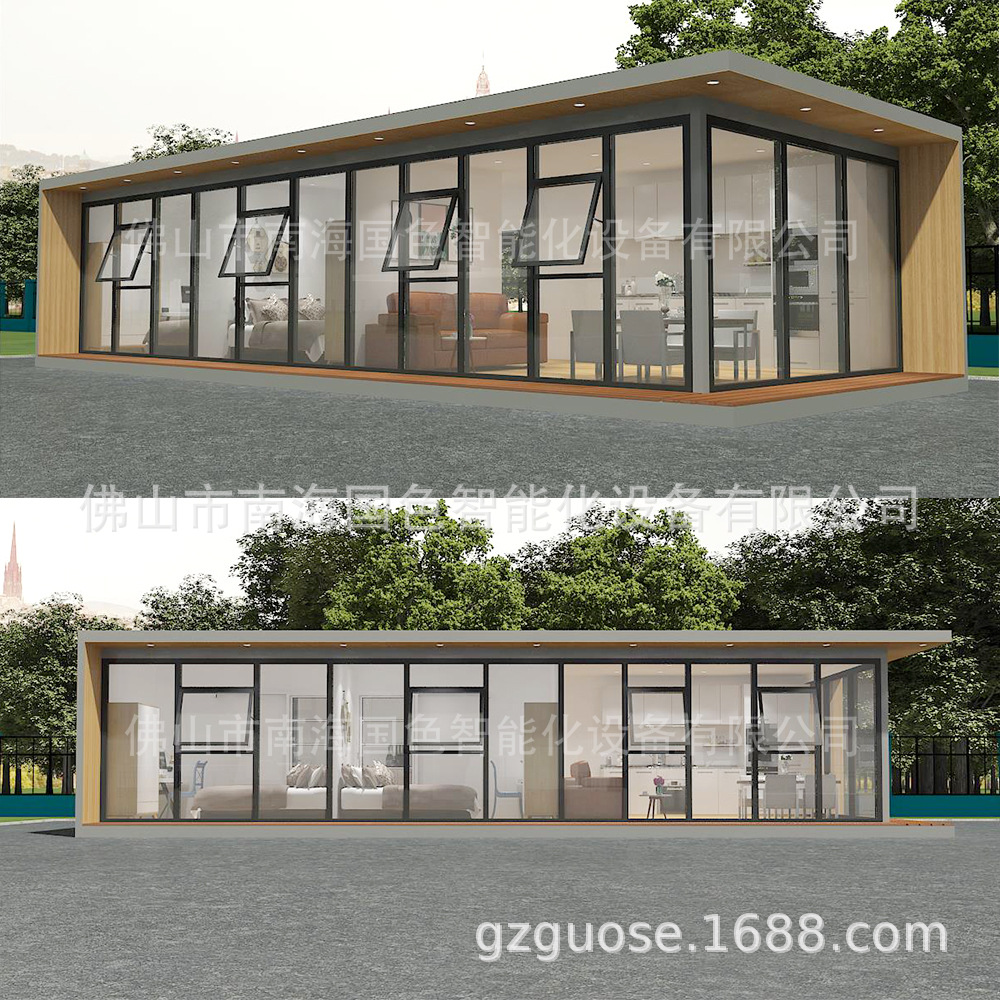 Casa contenedor de hotel B & B de acero ligero, dormitorio residencial, tablero de actividades ensamblado, habitación, punto escénico creativo, exportación B & B