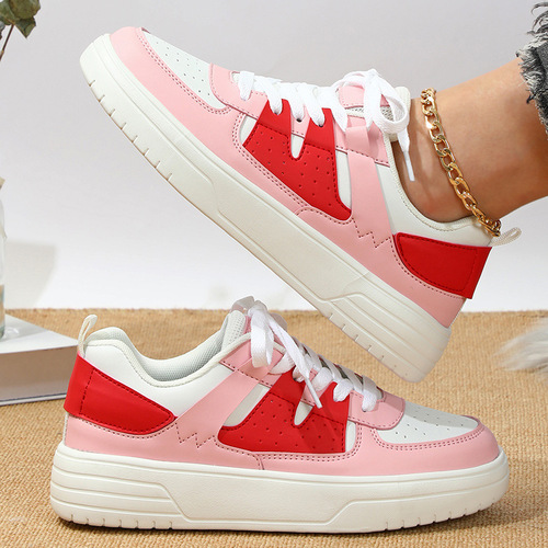 Korean trend couple's platform skate shoes with soft soles and comfortable sports single-layer shoes with lace, fashionable outdoor casual shoes, large size