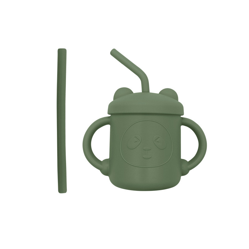 Taza de paja para niños taza de silicona taza de agua de Panda