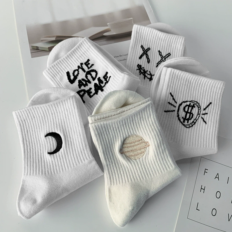 Белые женские носки до середины икры, летние тонкие длинные носки, корейский стиль, модный милый японский спортивный стиль, осень и зима.
