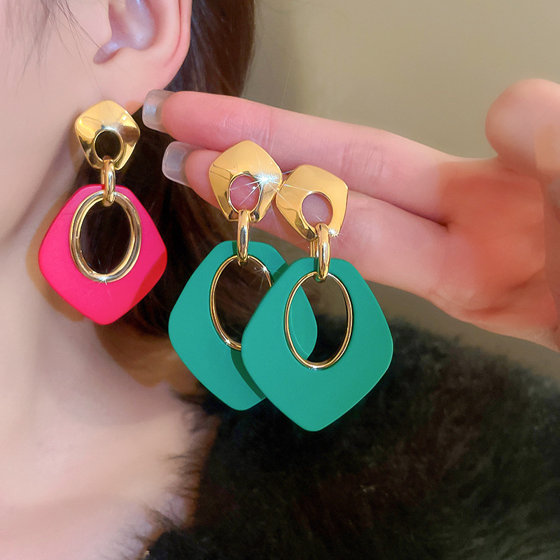 Fashion Geometric Arylic Copper Plating Drop Earrings 1 Pair