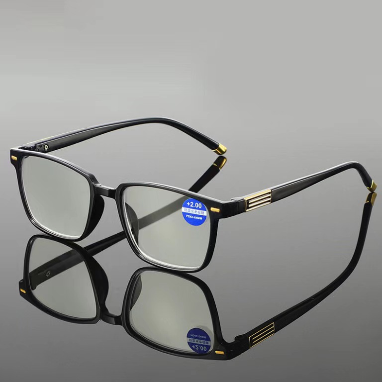 New High-Definition Resin Anti-Blue Light Reading Glasses for Men and Women, Square Frame Retro Reading Glasses for Middle-Aged and Elderly, Trendy Reading Glasses