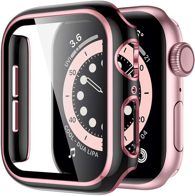 Adecuado para Apple electrochapado colgante tallado PC caso Apple Watch 7/6/SE/5/4321 Vidrio Templado