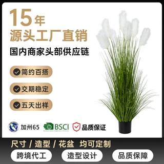 仿真绿植狗尾巴草盆栽客厅室内装饰落地植物摆件人造假树芦苇草