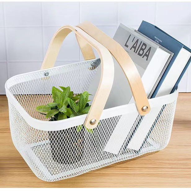 Cesta de Almacenamiento Portátil Multiuso de Acero Inoxidable para Frutas y Verduras