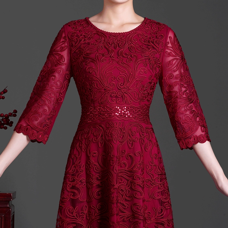 2022 Весна новое платье для мамы элегантная атмосфера V-образным вырезом платье для мамы свадебный банкет Счастливое Платье тещи